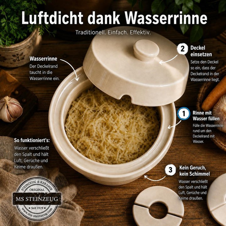 Gärtopf Mini Fermentation 1 Liter cremeweiss Milchsäuregärung Konservieren Einmachen gesunde Ernähru