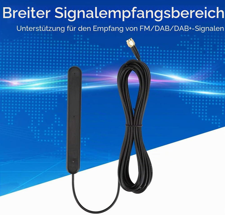 Greensen FM-Antenne, DAB-Antenne Digitale Radioantenne 5M SMA 20dB Signalempfang Klebemontage für FM