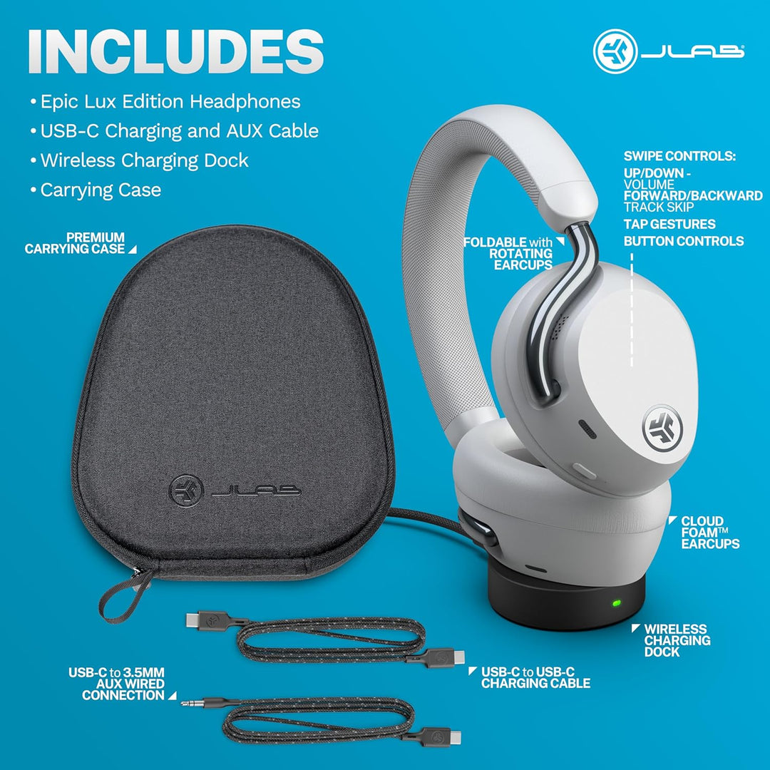 JLab Epic Lux Lab Edition Adaptive Noise Cancelling Kopfhörer - Bluetooth Kopfhörer Over Ear kabello