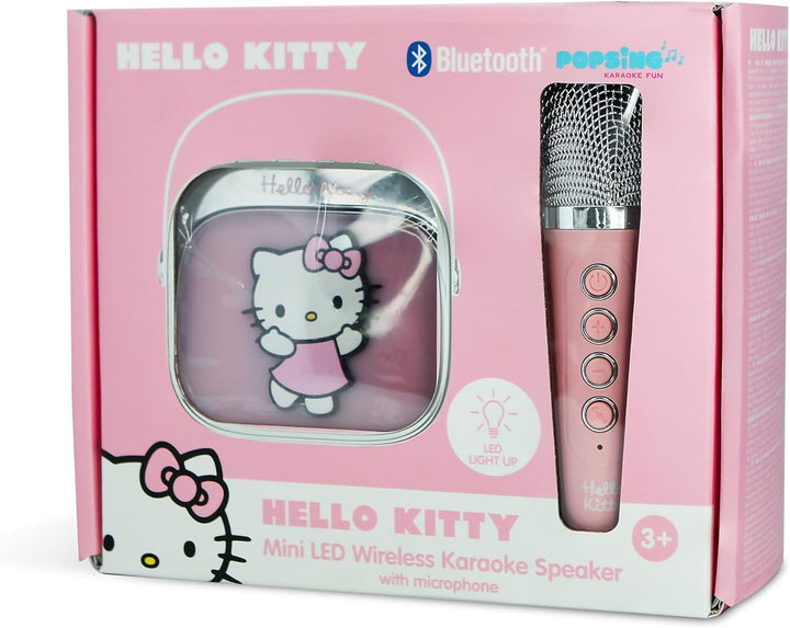 Hello Kitty Mini LED Wireless Karaoke Lautsprecher mit Bluetooth Mikrofon Pink Farbwechsel Lichter