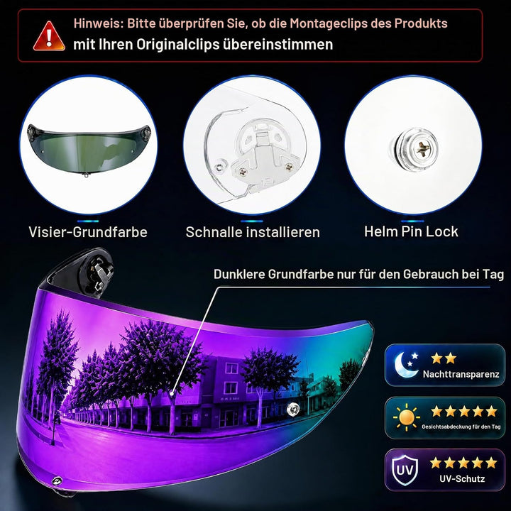 psler Helmvisier für K6 K6s, Helmgesichtsschutz Getöntes Visier Motorradhelm Zubehör Ersatz für K6 K