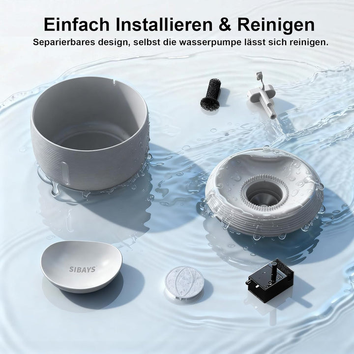 SIBAYS Trinkbrunnen für Katze - 3.5L Katzenbrunnen mit 25dB Ultraleise Pumpe &amp; LED-Fenster - Trinkbr