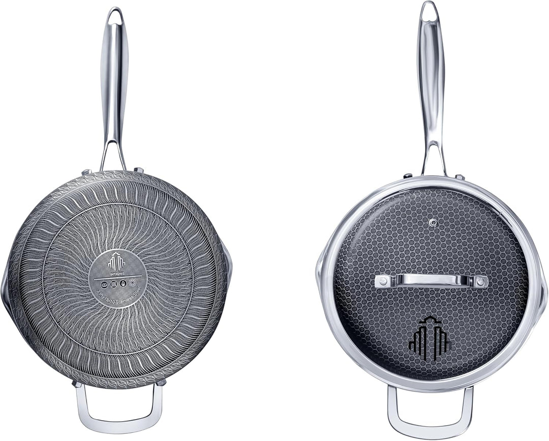 INTIGNIS 22 cm / 3.5 L Antihaft-Kochtopf mit Doppeltgriff und Deckel | Edelstahl | Für Induktion Gas