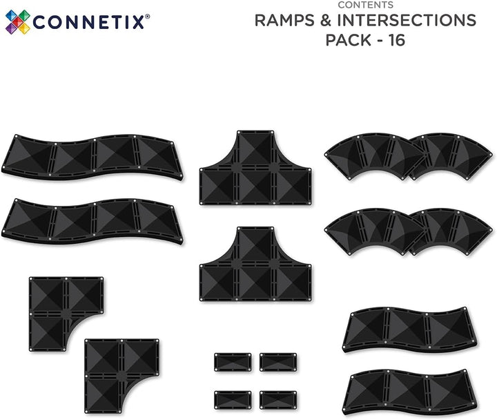 CONNETIX Magnetbausteine Strassen Rampen- und Kreuzungspaket, 16 Stück