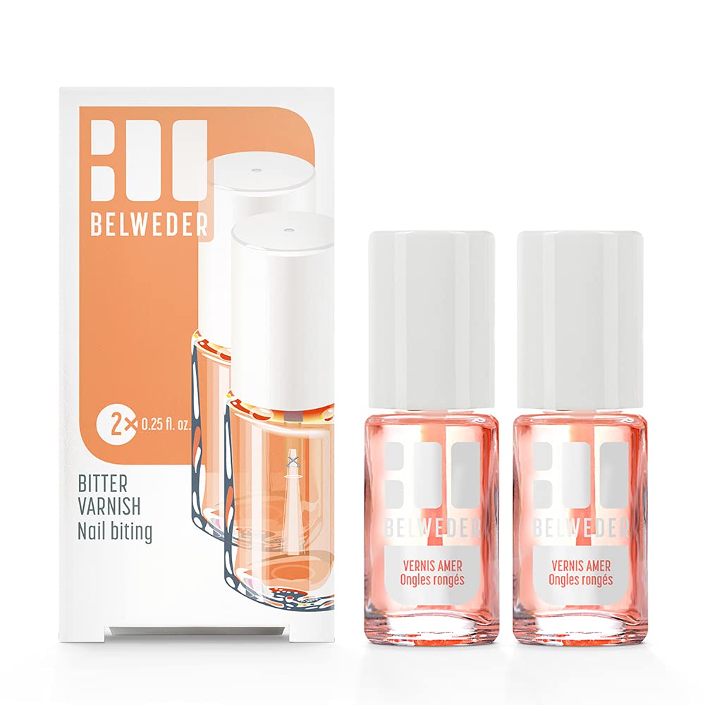 BELWEDER - Bitterstoff Nagellack gegen Nägelkauen 2 x 7,5ml - Nagellack Transparent mit Bitterem Ges