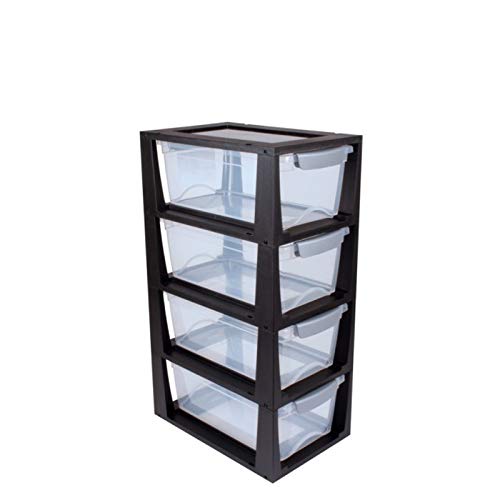 4x SUNWARE Omega Schubladen-Modul 6 Liter - 335x220x620mm - transparent/schwarz