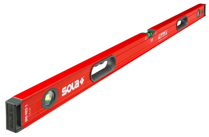 Sola 1219401 Wasserwaage Aluminium BIG RED3, 120cm mit 2 Handgriffen, Rot, 1200 mm, 1200 mm