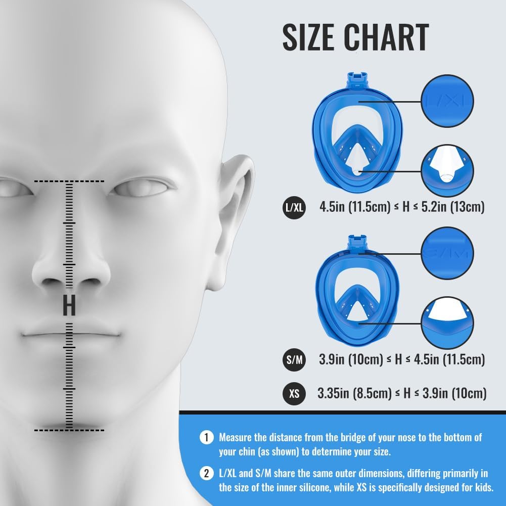 G2RISE® Schnorchelmaske, Tauchmaske, Faltbare CO2-sichere Schnorchel Vollmaske mit Kameraposition fü