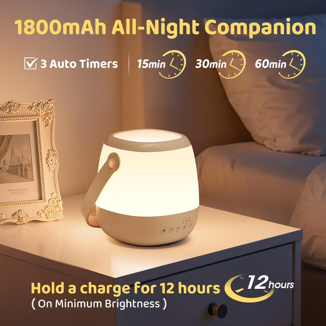 One Fire Nachtlicht Baby Stilllicht Dimmbar,12 White Noise Machine Baby Nachtlicht, 16 Farben+AUTO T