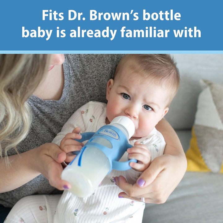 Dr. Brown's Milestones Babyflaschengriffe, 100% Silikon, schmal, hellblau, grün, grau, 3er-Pack, ab