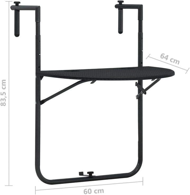 Susany Zusammengeklappt Balkonhängetisch Balkontisch Tisch 60 x 64 x 83,5 cm Mit 3-Fach höhenverstel