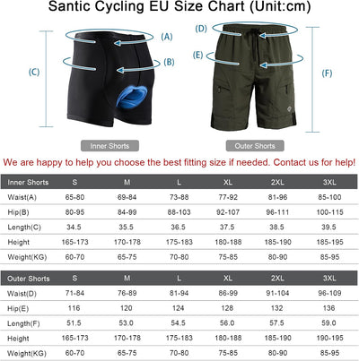Santic Radlerhose für Herren, Mountainbike oder Fahrrad, mit gepolstertem Höschen, für Herren – Bode