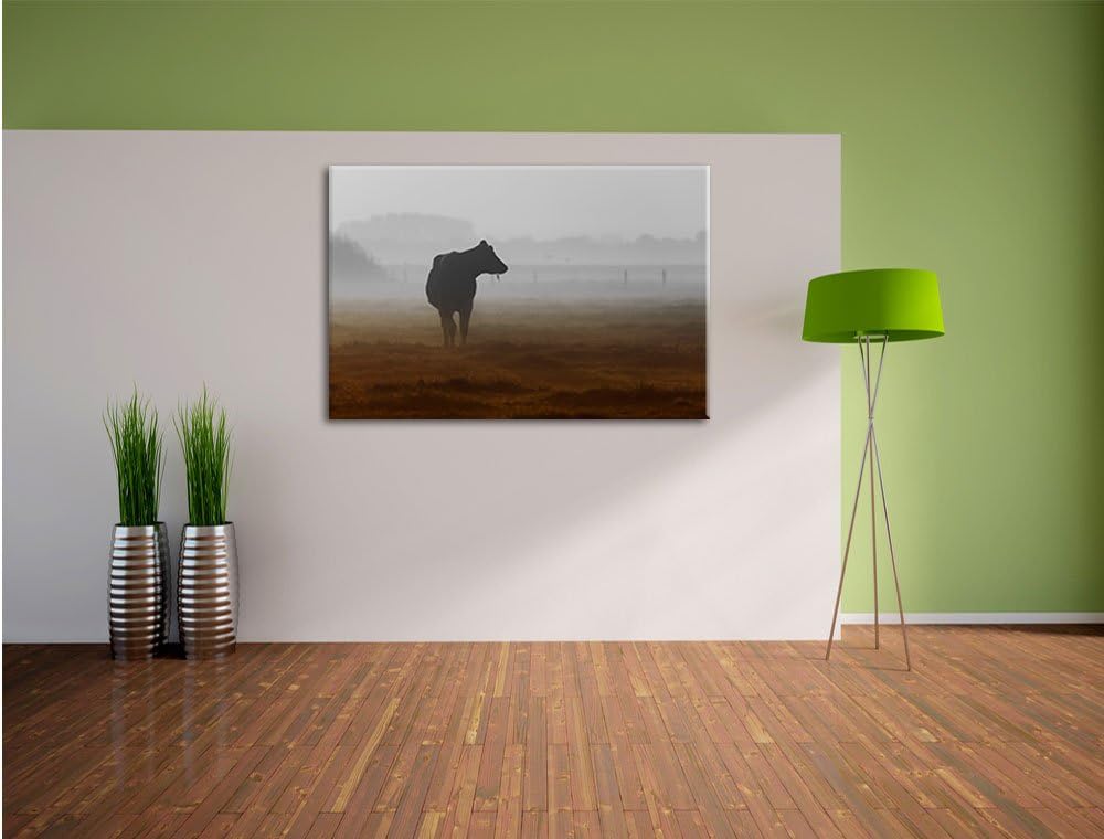 Pixxprint eine fressende Kuh auf der Weide als Leinwandbild/Grösse: 100x70 / Wandbild/Kunstdruck/fer