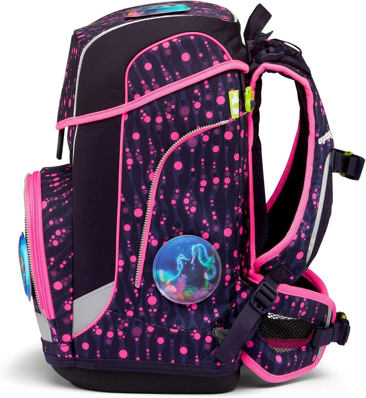 ergobag Cube Light-Set Rucksack, Unisex, für Kinder Einheitsgrösse Bärmuda Viereck - Lila, Einheitsg