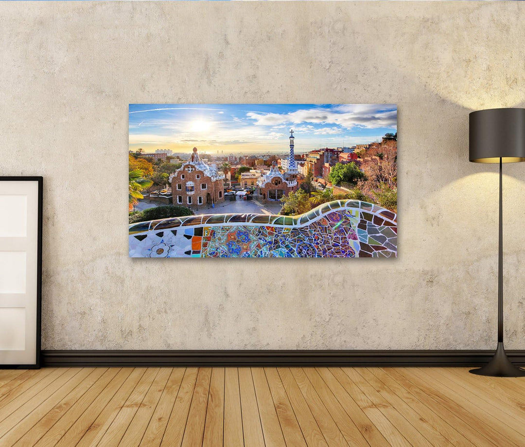 islandburner Bild auf Leinwand Barcelona - Park Guell, Spanien Wandbild, Poster, Leinwandbild IIW-1P