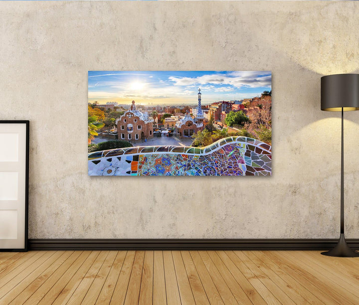 islandburner Bild auf Leinwand Barcelona - Park Guell, Spanien Wandbild, Poster, Leinwandbild IIW-1P