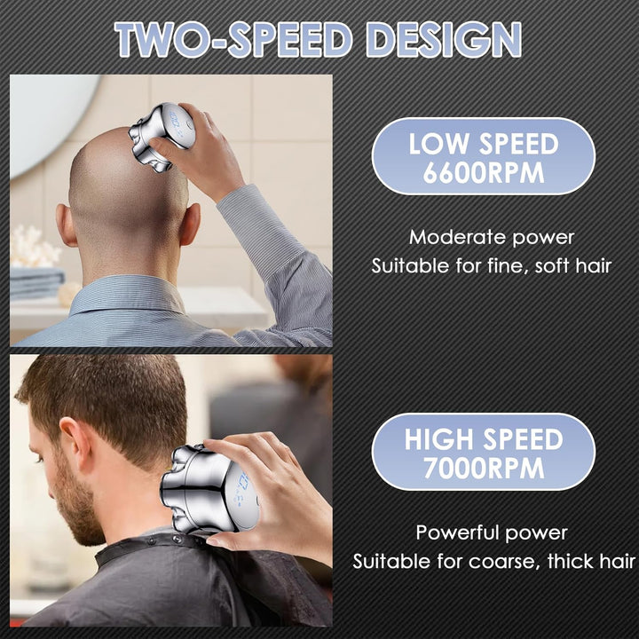 7D Glatzen Rasierer Herren,Magnetische Schwebender Kopf & LED-Anzeige,2 Geschwindigkeitsmodi,Wasserd