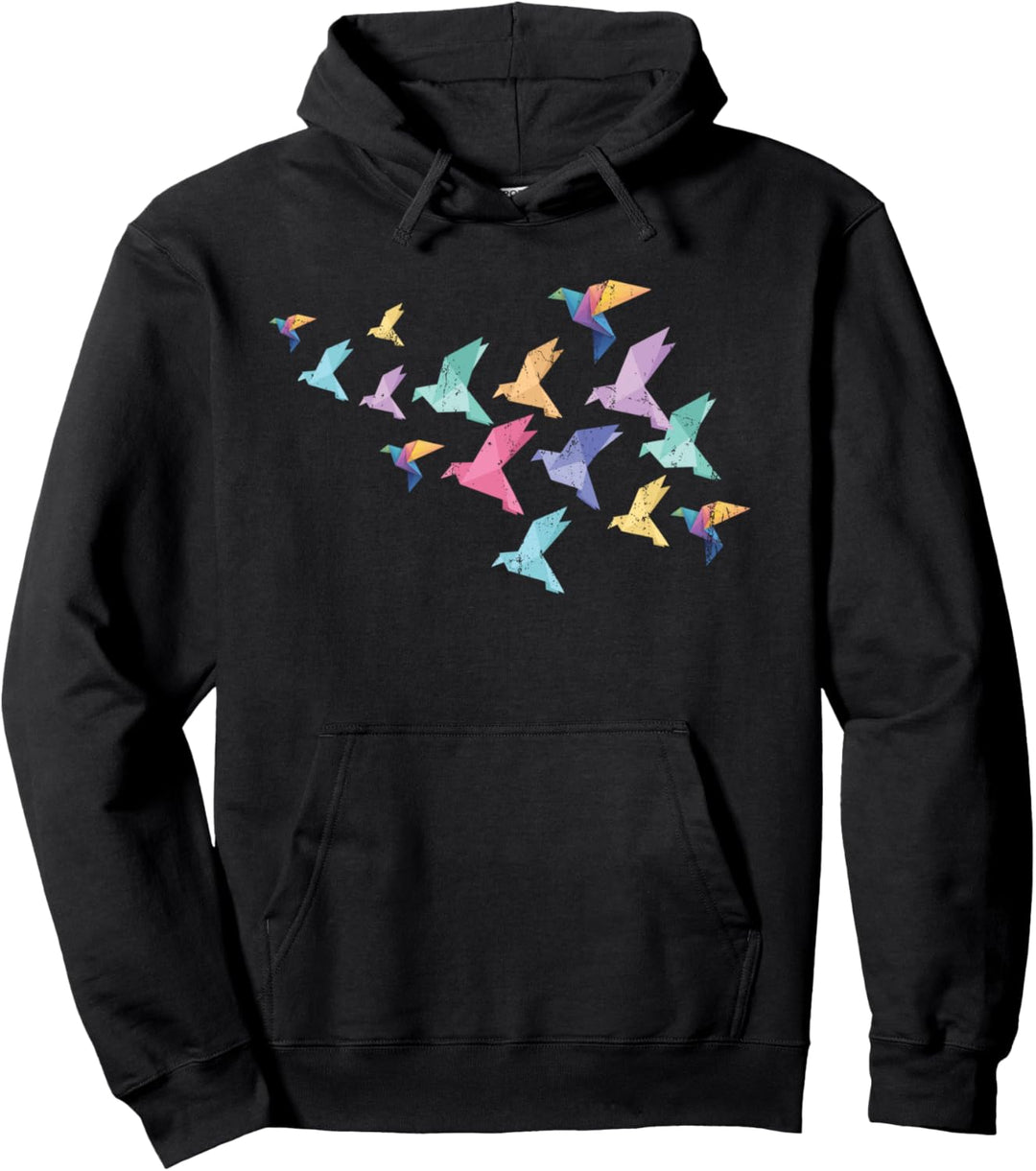 Japanische Faltkunst Geschenk Buntes Kranich Origami Pullover Hoodie