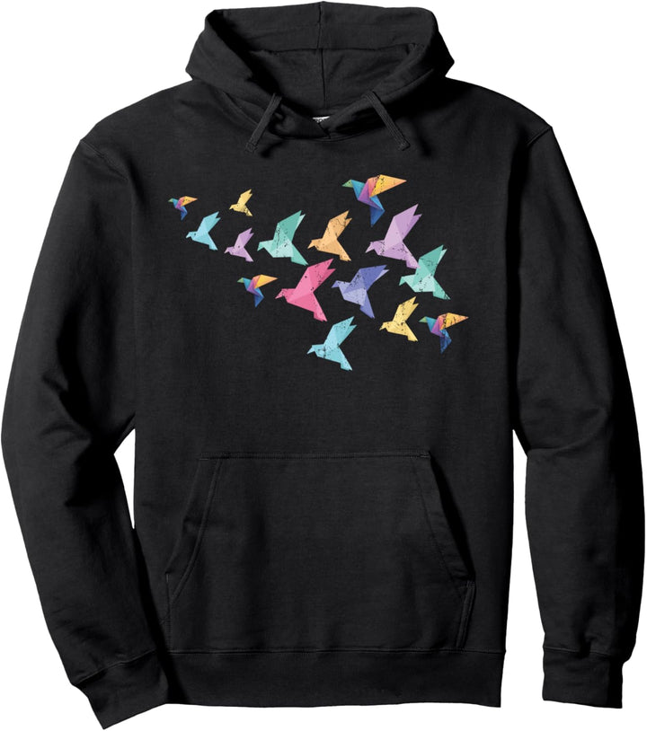 Japanische Faltkunst Geschenk Buntes Kranich Origami Pullover Hoodie