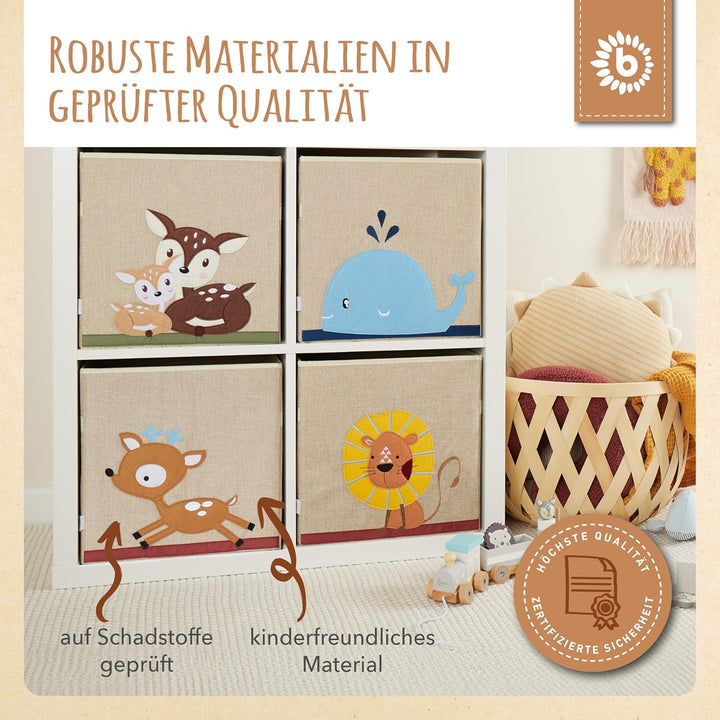 Bieco Aufbewahrungsbox Kinder | REH Motiv ca. 36L faltbar | Süsse Spielzeug Kiste für Kallax Regal |