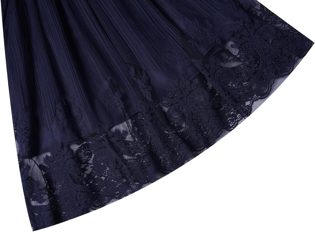 BONNY BILLY Mädchen Kleider Vintage Spitze Tüll Festlich Hochzeit Lang Abendkleid Ballkleid Partykle