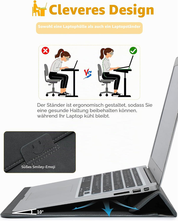 HYZUO 13,3-14 Zoll Laptop Hülle Laptophülle mit Standfunktion für MacBook Pro 14 M4/M3/M2/M1 Pro/Max