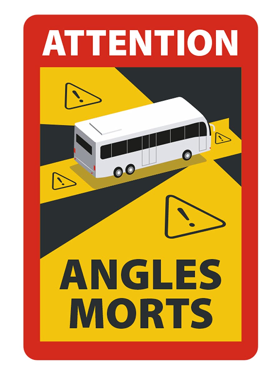 Angles Morts - Toter Winkel - Schild magnetisch A5,4 Stück, Hinweisschild für Bus-Wohnmobil