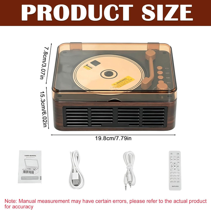 Bluetooth CD Player Tragbar mit Lautsprecher, Wiederaufladbarer Vintage CD Spieler für Zuhause,Unter