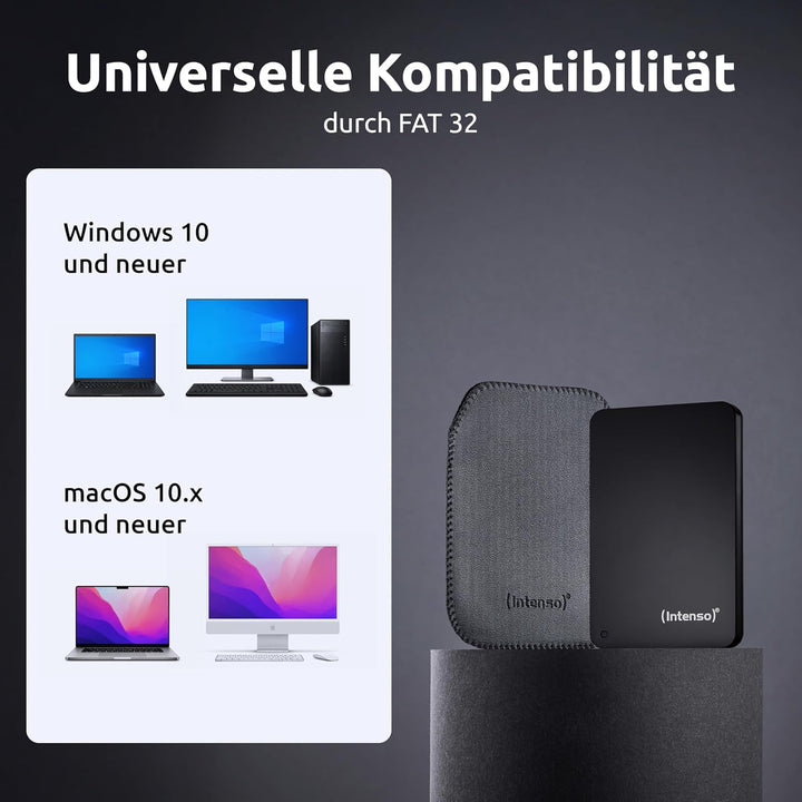 Intenso 6023560 1TB Memory Drive USB 3.0 2.5' External Hard Drive 1 TB (USB 3.0) mit Tasche schwarz