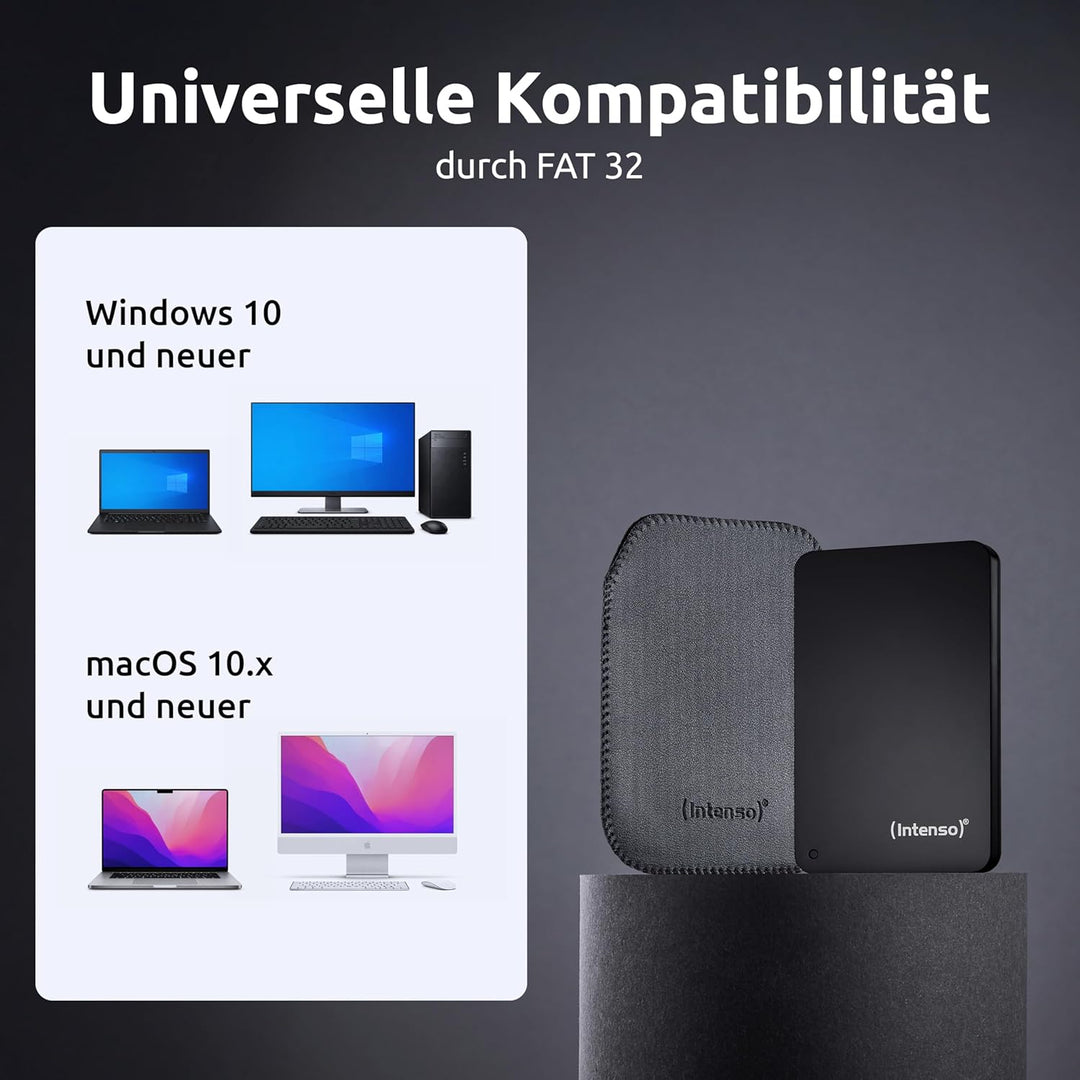 Intenso Memory Drive Portable Hard Drive 4TB, tragbare externe Festplatte inkl. Tasche - 2,5 Zoll, 5
