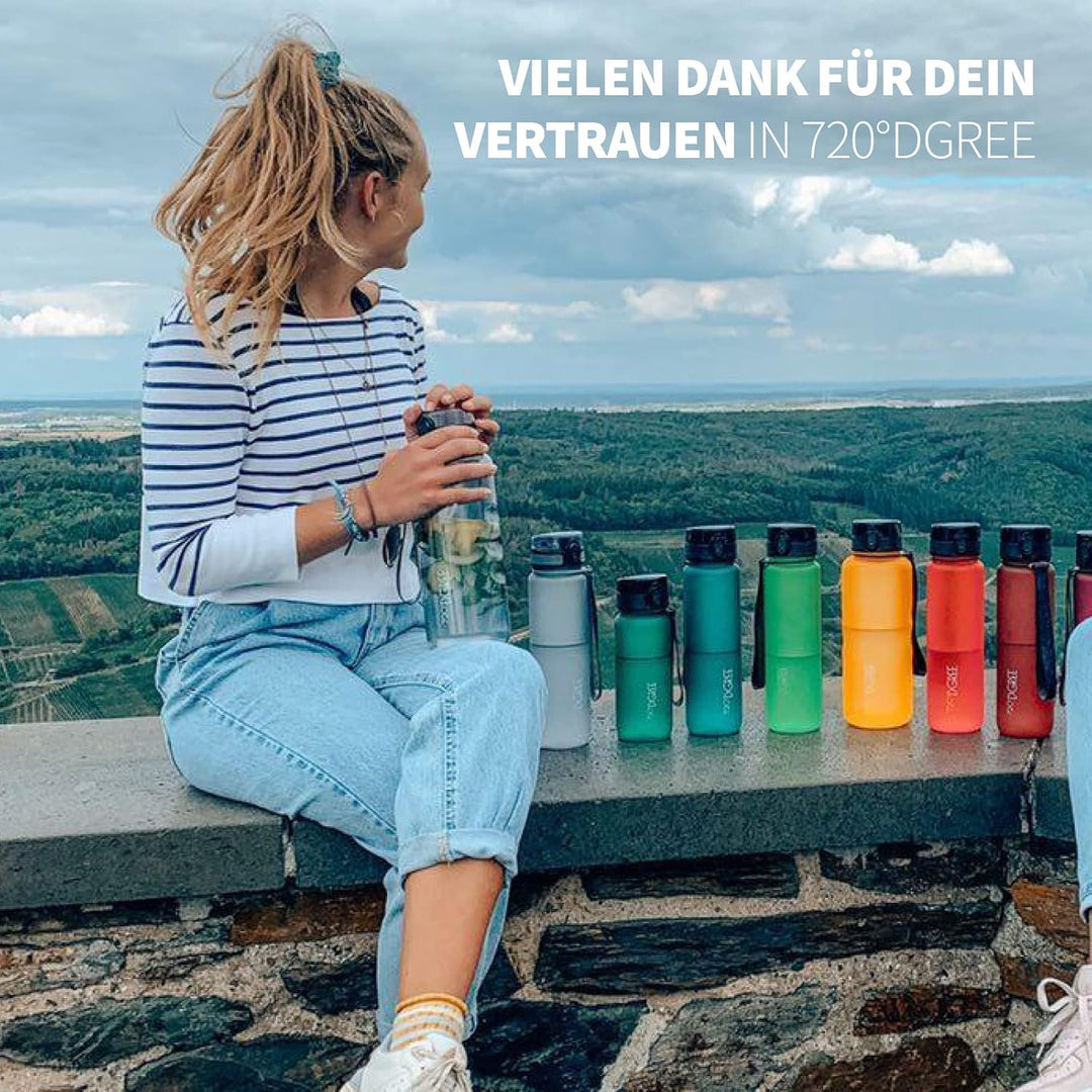 720°DGREE Trinkflasche “uberBottle“ +Sieb - 350ml, 500ml, 650ml, 1000ml, 1,5l, 2l - BPA-Frei - Wasse