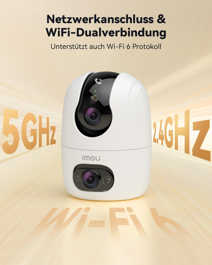 Imou 4MP Dual Kameras Überwachungskamera Innen mit Person/Haustiererkennung, 2.4GHz/5GHz WiFi, 360°