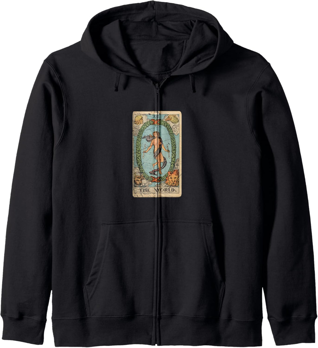 Occult Tarot The World Gothic Grunge Satan Devil Vintage Kapuzenjacke