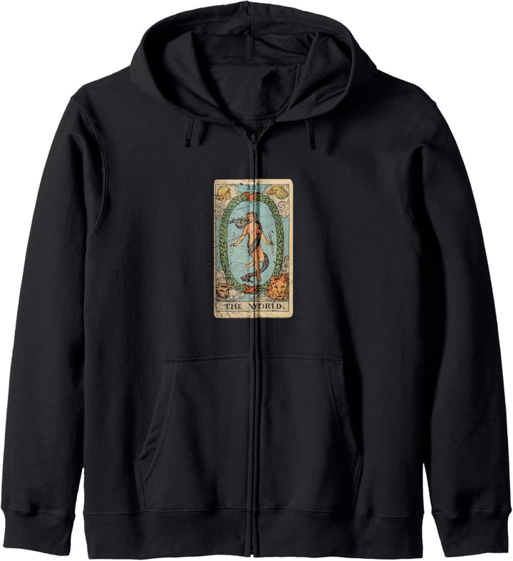 Occult Tarot The World Gothic Grunge Satan Devil Vintage Kapuzenjacke