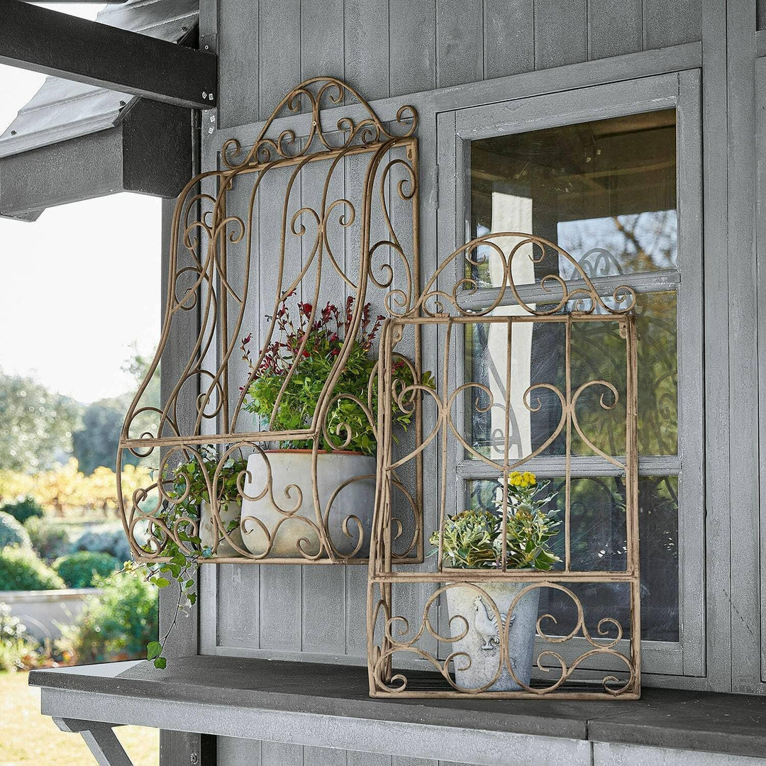 Loberon Wandregal 2er Set Alvra, handgeschmiedet, mit Antik-Patina, wetterfest, Nostalgie-Look, zur