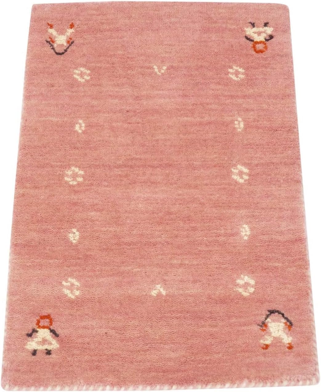 RUG PRINCE Wollteppich Gabbeh Muti 40x60 Handgewebt Rosa Einfarbig Handarbeit Zimmer 40x60 cm Rosa,