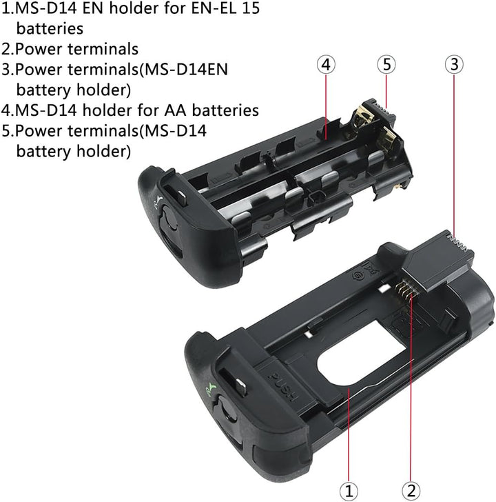 DSTE 2X EN-EL15 Batterie + USB Ladegerät with MB-D16 Batteriegriff Kompatibel für Nikon D750 DSLR Di