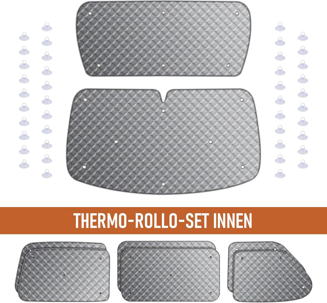 8Stk Thermomatte Fahrerhaus passend für VW T4 SWB, Luxus Interne Auto Sonnenblende Frontscheibenabde