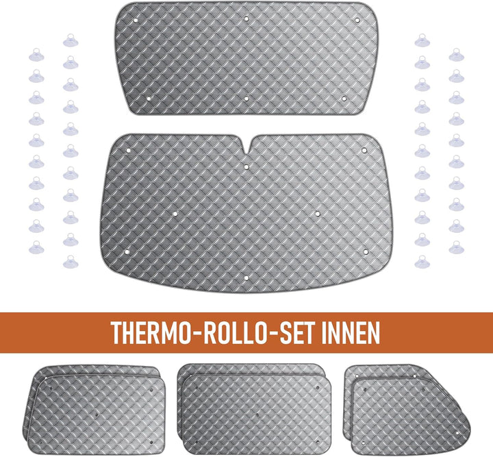 8Stk Thermomatte Fahrerhaus passend für VW T4 SWB, Luxus Interne Auto Sonnenblende Frontscheibenabde