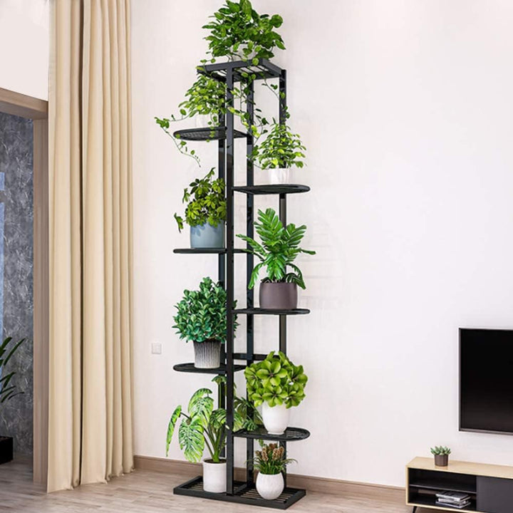 ZZBIQS Blumenständer Metall mit 8 Ebenen, 141cm Blumentreppe Modern Pflanzentreppe für innen und aus