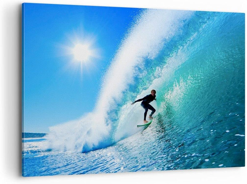 Bilder auf Leinwand 100x70cm Leinwandbild Windsurfing strand ozean spass Gross Wanddeko Bild Schlafz