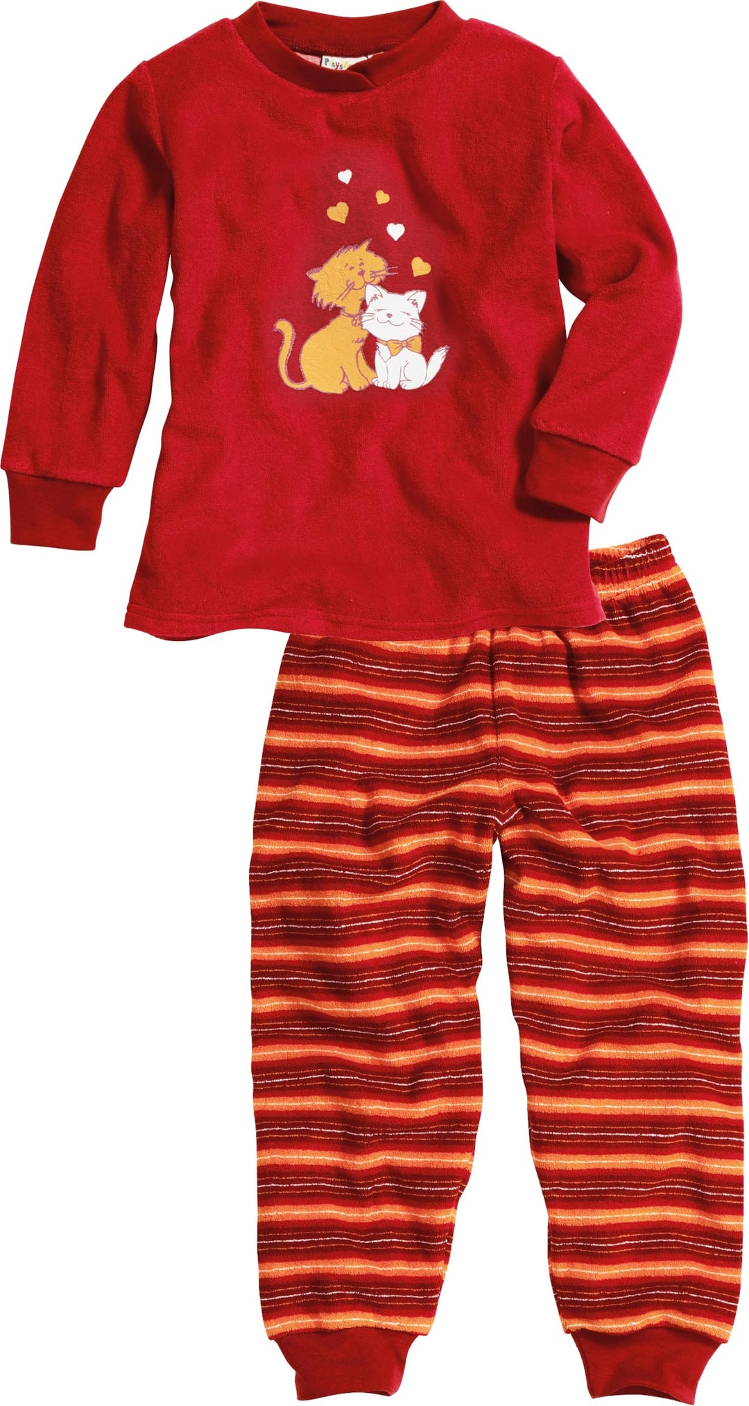 Playshoes Unisex Kinder Zweiteilig Schlafanzug Frottee Katzen 98 Katzen, 98 Katzen