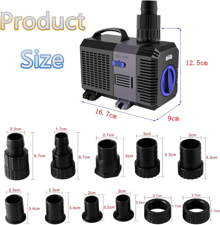 YAOBLUESEA Eco Teichpumpe Wasserpumpe Bachlaufpumpe 3600l/h 20W 3600L / H 20W, 3600L / H 20W