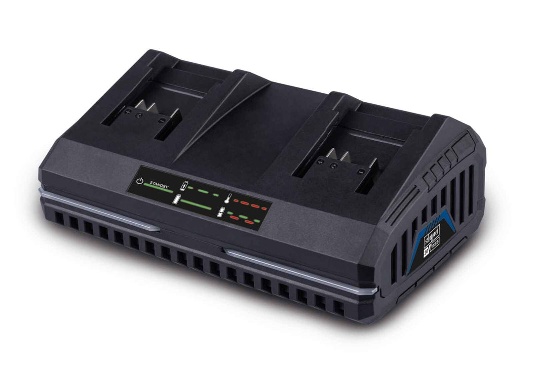 Original Scheppach 20V Doppelladegerät SDBC4.5A Schnelladegerät mit 240W Leistung | 20V-IXES-Serie |