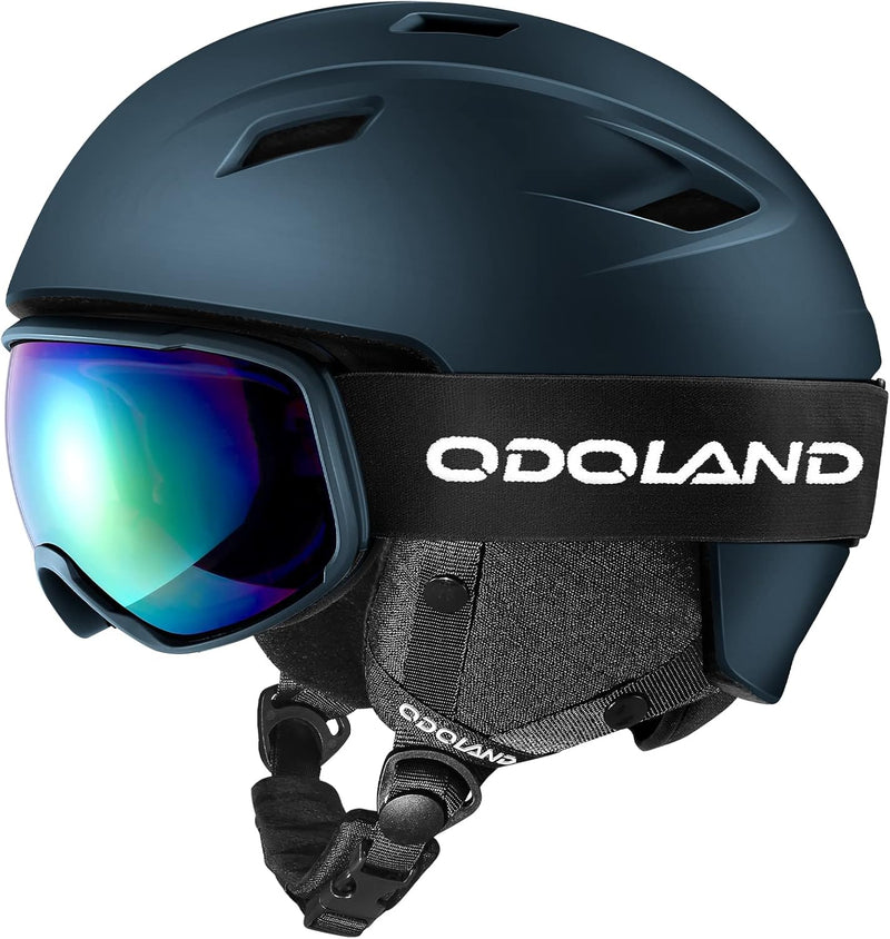 Odoland Skihelm und Skibrille Set Snowboardhelm mit Snowboardbrille für Damen und Herren Ski Goggles