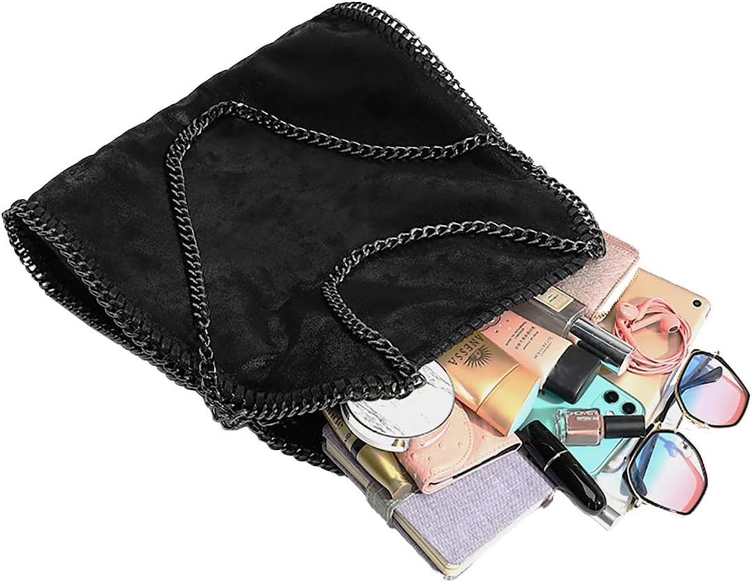 Wivmypog Damen Handtasche Frauen Kunstleder Crossbody Schultertasche Mode Kette Tasche Grosse Hobo-T