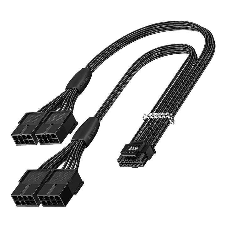 Fasgear PCI-e 5.0 Verlängerungskabel, 16Pin (12+4) Stecker auf PCI-E 5.0 4x8 (6+2) Pin Buchse Sleeve