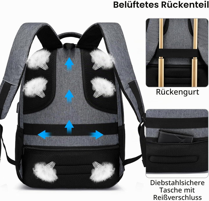 Schulrucksack Jungen Mädchen Teenager Rucksack Herren Damen für 15,6 Zoll Laptop Rucksack Arbeit Was