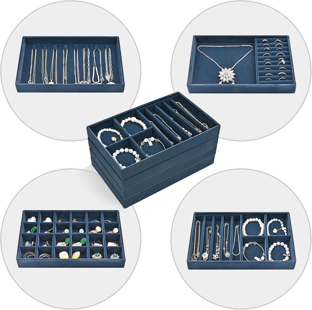 ProCase Schmucktablett Organizer Set mit 4 Schmuckschalen, Stapelbar Schmuck Schublade Organizer, Sc