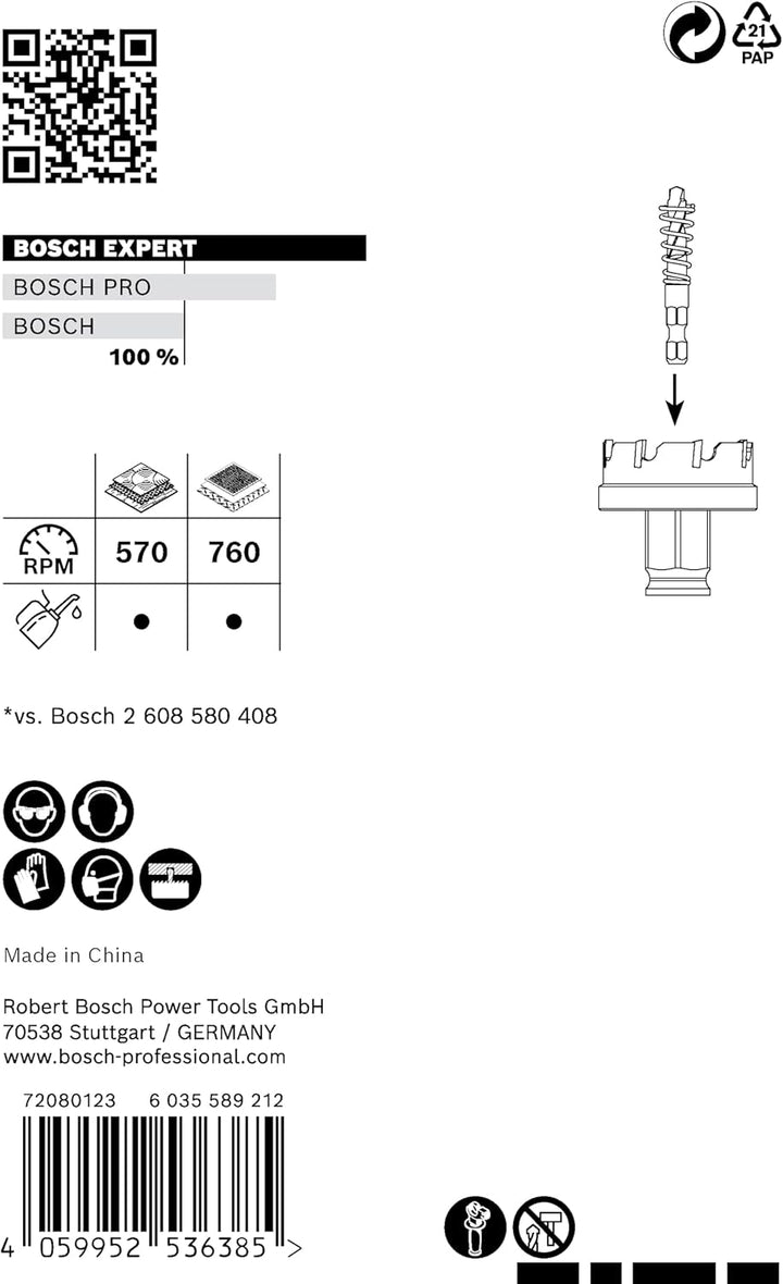Bosch Professional 1x Expert Sheet Metal Lochsäge (für Stahlbleche, Edelstahlbleche, Ø 21 mm, Zubehö